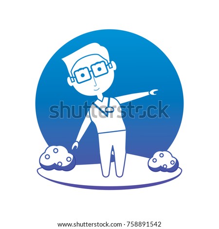 elderly man working out icon over white background vector illustration