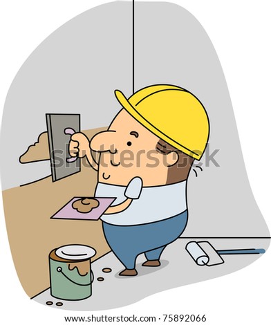 Illustration of a Plasterer at Work