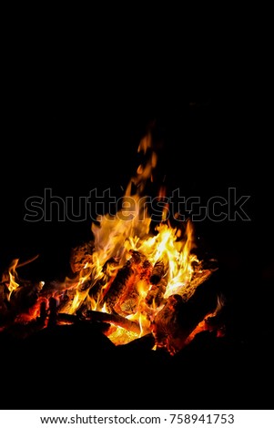 Burning logs in a fire