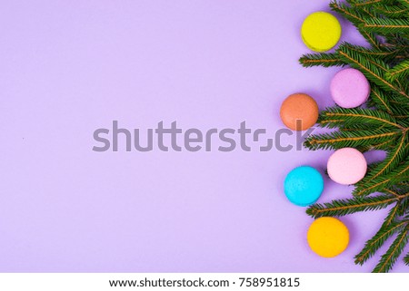 Macaroons for decoration on Christmas and New Year. Studio Photo