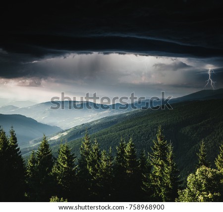 Impressive view of the remote hills. Location Carpathian, Ukraine, Europe. Picture of wild area. Scenic image of hiking concept. Moody weather. Explore the beauty of earth. Explore the environment.