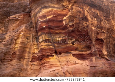 Colorful surface of wall in Petra. Jordan