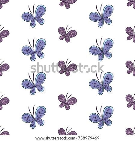 Beautiful butterfly seamless pattern. Vector illustration