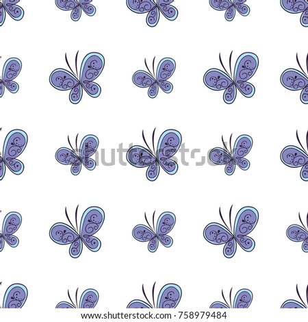 Beautiful butterfly seamless pattern. Vector illustration