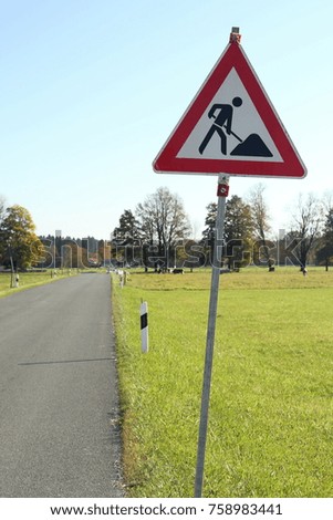 traffic sign near a small road in bavaria