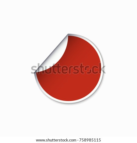 Vector modern red circle sticker with shadow.