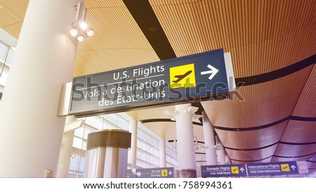 US flights sign