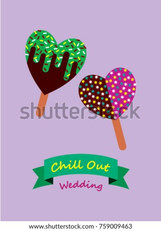 delicious popsicle wedding greeting card, cute popsicle chill out wedding greeting card vector