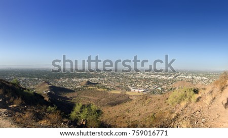 North-West part of Phoenix Metro between Central Avenue and Peoria Road as seen from the top of North Mountain Park hiking trails