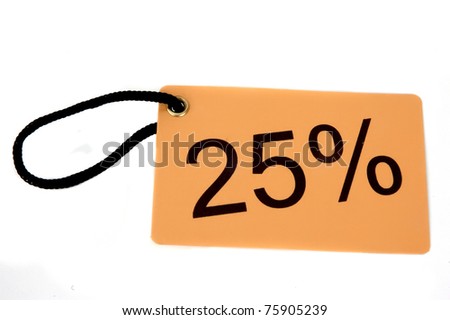 twenty-five percent paper tag isolated on white background