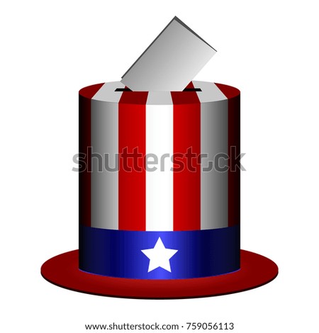 Isolated traditional hat of united states with electoral cardon a white background, vector illustration