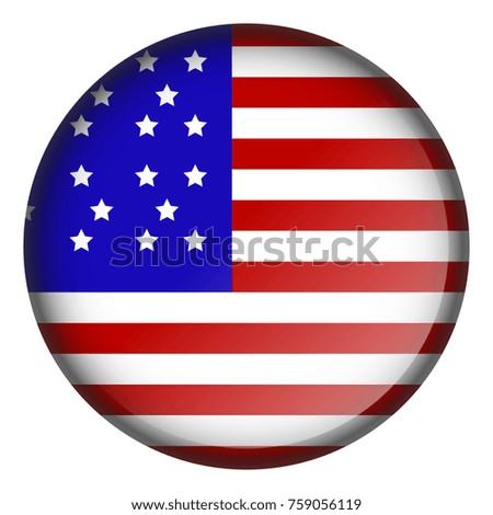 Button with flag of united states on a white background, vector illustration