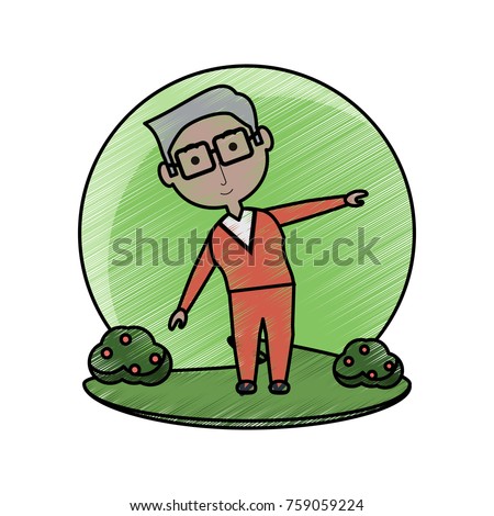 elderly man working out icon over white background colorful design vector illustration