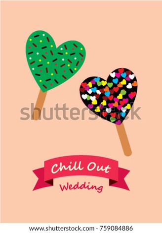 cute popsicle chill out wedding greeting card vector