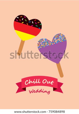 greeting card with popsicle graphic, cute popsicle chill out wedding greeting card vector