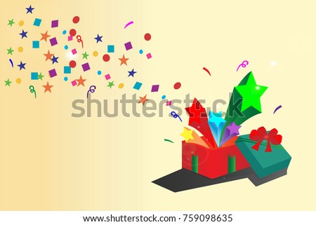 Gift box vector surprise special gift for christmas eve, birthday party, happy new year celebration.