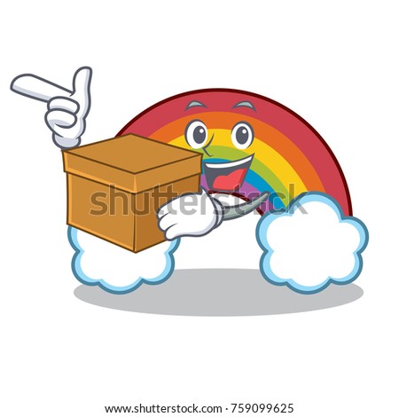 With box colorful rainbow character cartoon