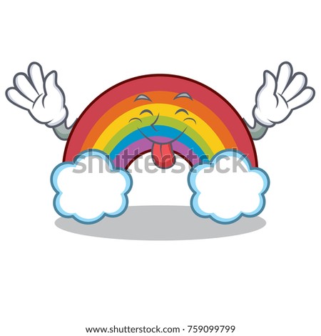 Tongue out colorful rainbow character cartoon