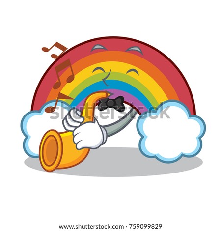 With trumpet colorful rainbow character cartoon