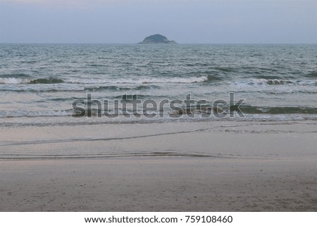 retro picture of sea and beach and wave in Thailand with blue sky