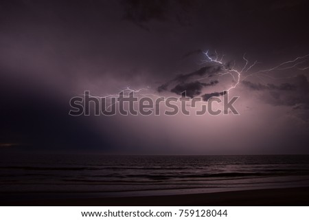 night time lightning from the beach