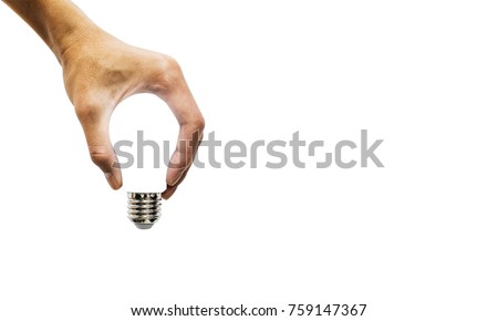 hand holding glowing polygonal lamp on background white. Innovative ideas concept. Bright idea. the way to solve problem. business finance.