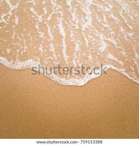 The sand beach with soft wave.Copy space for add text.
