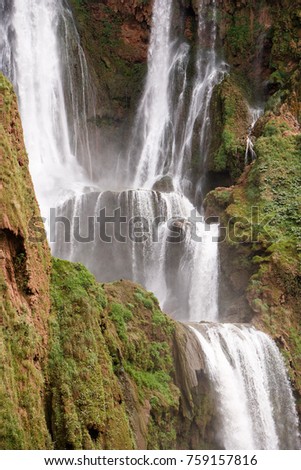 Upper fall of Cascades d'Ouzoud (Ouzoud Fall), Waterfall at Ouzoud, Morocco