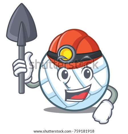 Miner volley ball character cartoon