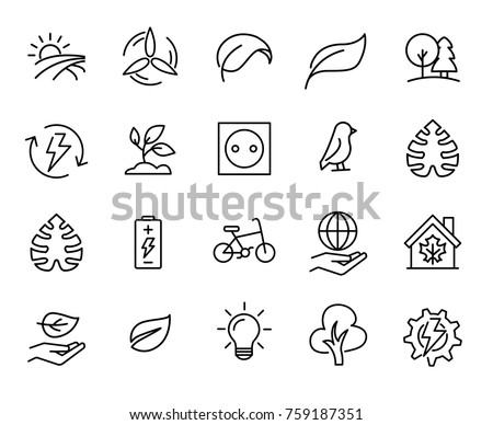 Simple set of ecology related outline icons. Elements for mobile concept and web apps. Thin line vector icons for website design and development, app development. Premium pack. Royalty-Free Stock Photo #759187351