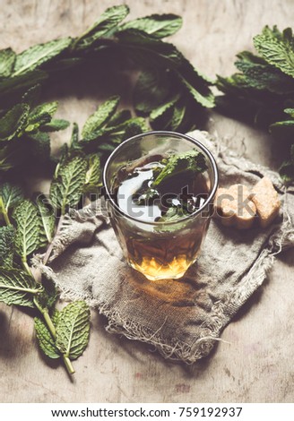 Traditional mint tea in glass/toned photo
