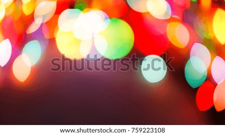 Color light blurred background, unfocused. Christmas or other holiday decorations, garland illumination bokeh, copy space
