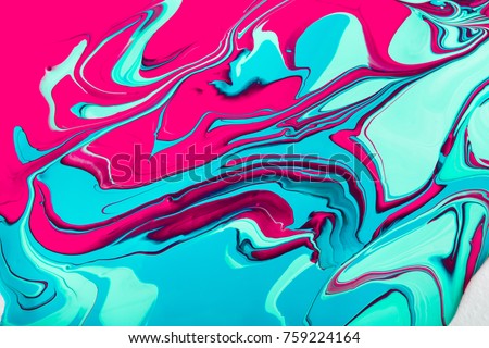 Liquid paper marbling paint background. Fluid painting abstract texture, art technique. Colorful mix of acrylic vibrant colors. Royalty-Free Stock Photo #759224164
