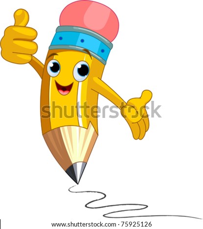 Illustration of a Pencil Character  giving thumbs up