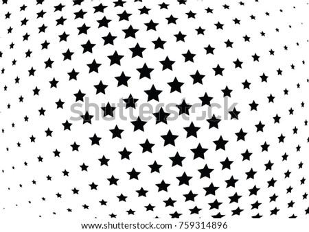 Abstract halftone wave dotted background. Futuristic twisted grunge pattern, stars.  Vector modern optical pop art texture for posters, postcard, grunge cover, labels, vintage sticker mock-up layout