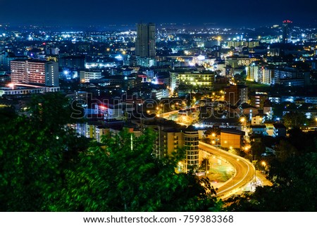 pattaya city top view. at night.