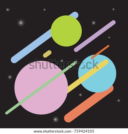 Circles and lines in space vector illustration
