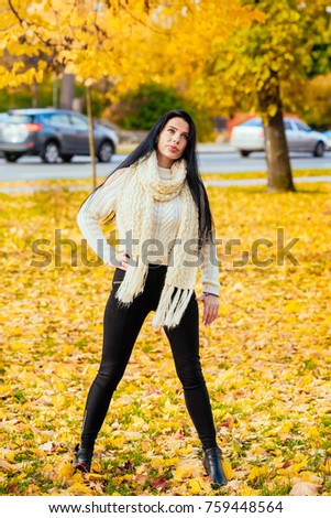 portrait woman in autumn park