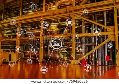 Industry 4.0 concept image. industrial instruments, system icons