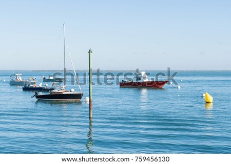 Arcachon Bay (France), boats in the harbor of La Vigne near the Cap Ferret
