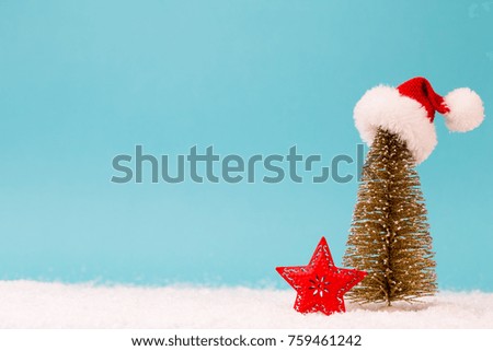 Christmas day decorations on a blue background.
