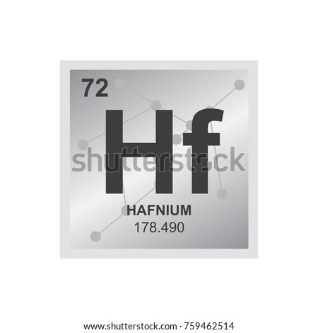 Vector symbol of Hafnium from the Periodic Table of the elements on the background from connected molecules