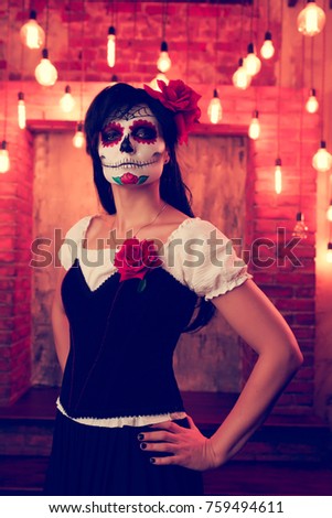 Photo of woman on halloween with white make-up