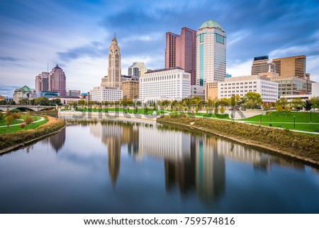 Columbus, Ohio, USA skyline on the Scioto River.