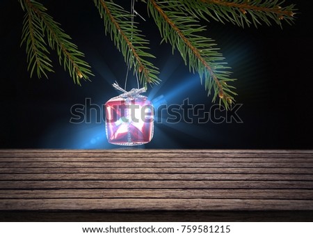 Digital composite of Wooden floor with Christmas theme background