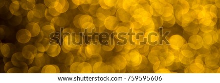 Gold glitter abstract background with bokeh defocused lights christmas - panoramic
