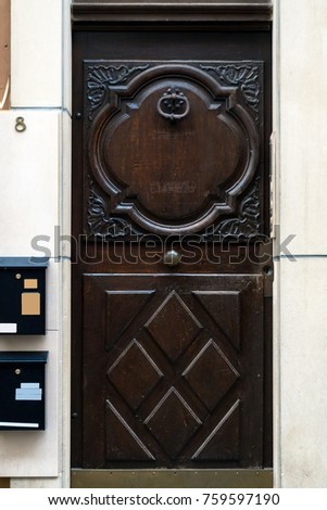 Full frame shot of home door in Luxembourg City, Luxembourg. 