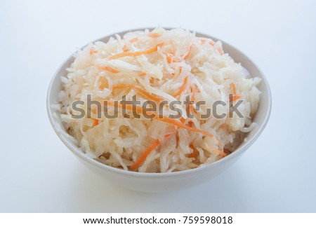 Sauerkraut in a white bowl