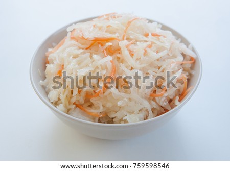 Sauerkraut in a white bowl