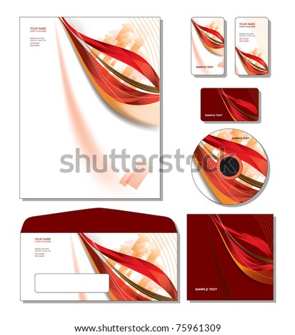 Corporate Identity Template Vector -  letterhead, business and gift cards,  cd, cd cover, envelope